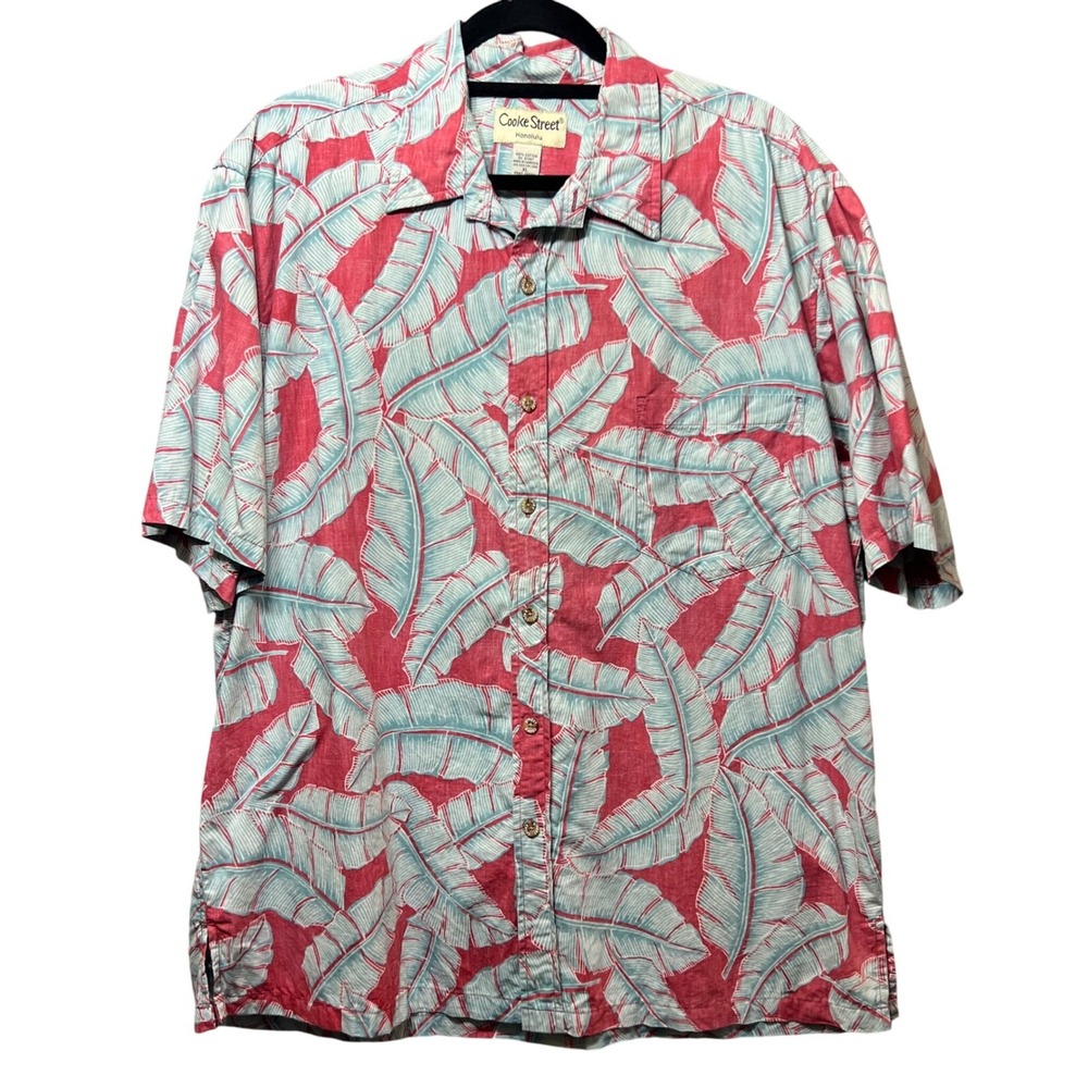 Cooke Street Honolulu Hawaiian Shirt Tropical Leaf Print Button‎ Up XL